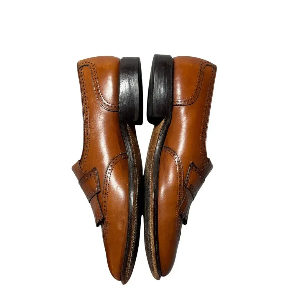Allen Edmonds Bridgeton Loafers Mens 8.5D Brown Leather Kiltie Wingtip Slip On